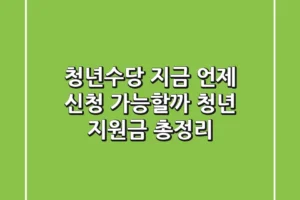 청년수당 지금 언제 신청 가능할까? 청년 지원금 총정리!