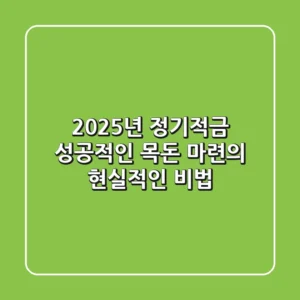 2025년 정기적금, 성공적인 목돈 마련의 현실적인 비법