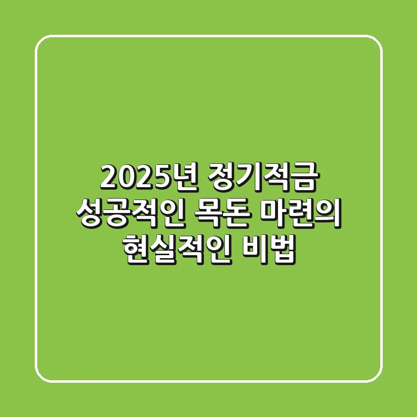 2025년 정기적금, 성공적인 목돈 마련의 현실적인 비법