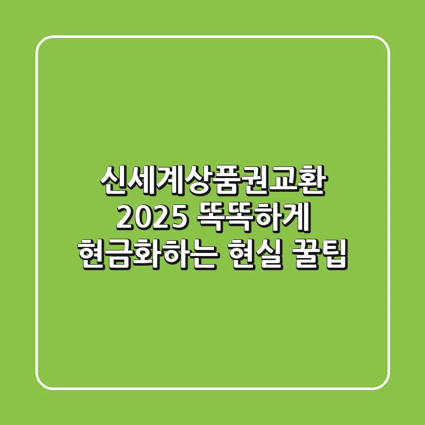 신세계상품권교환 2025, 똑똑하게 현금화하는 현실 꿀팁