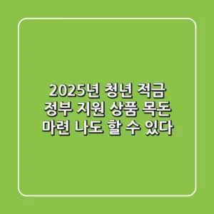 2025년 청년 적금 정부 지원 상품: 목돈 마련, 나도 할 수 있다!