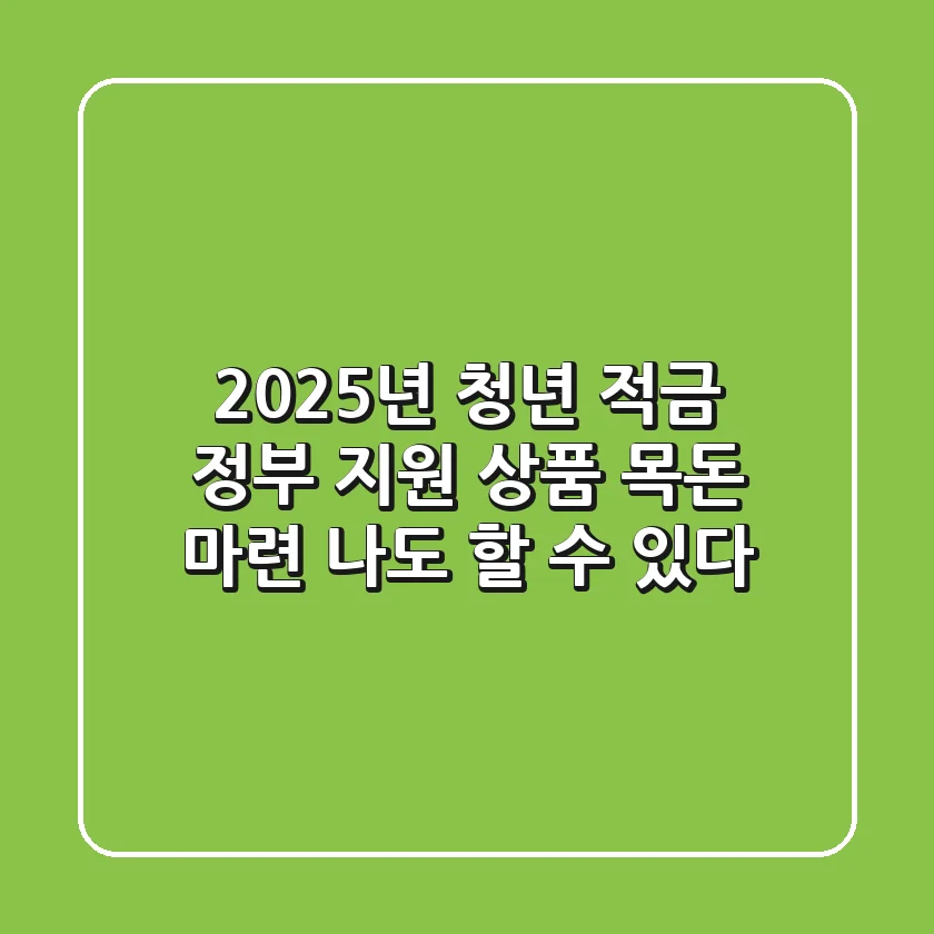 2025년 청년 적금 정부 지원 상품: 목돈 마련, 나도 할 수 있다!
