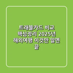 트래블카드 비교 핵심정리: 2025년 해외여행, 이것만 알면 끝!