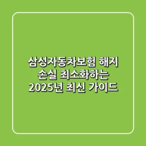 삼성자동차보험 해지: 손실 최소화하는 2025년 최신 가이드