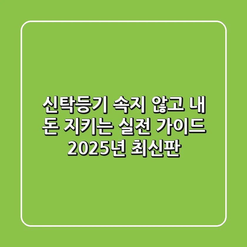 신탁등기, 속지 않고 내 돈 지키는 실전 가이드 (2025년 최신판)