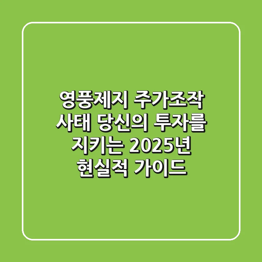영풍제지 주가조작 사태, 당신의 투자를 지키는 2025년 현실적 가이드
