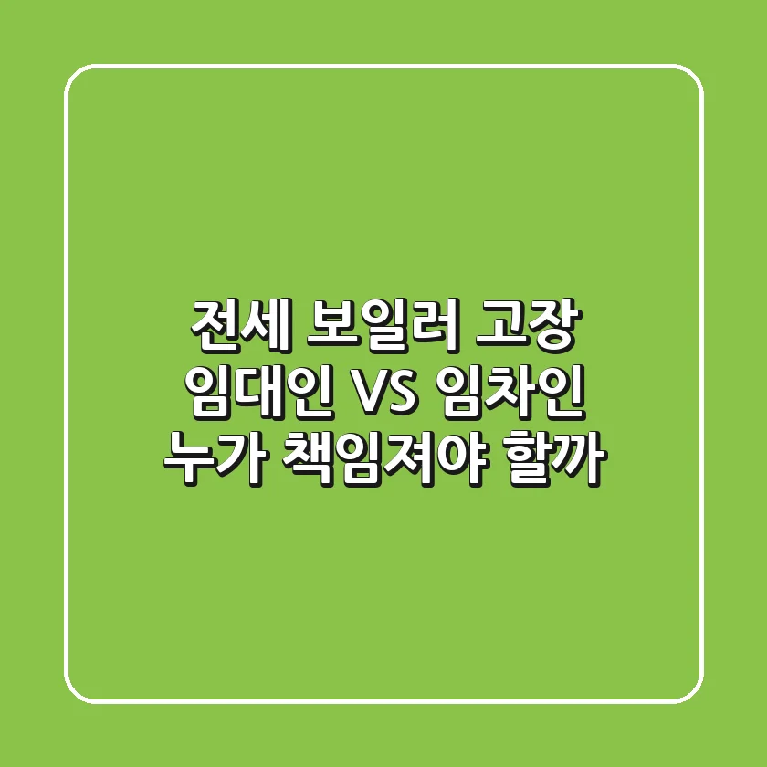 전세 보일러 고장, 임대인 VS 임차인: 누가 책임져야 할까?