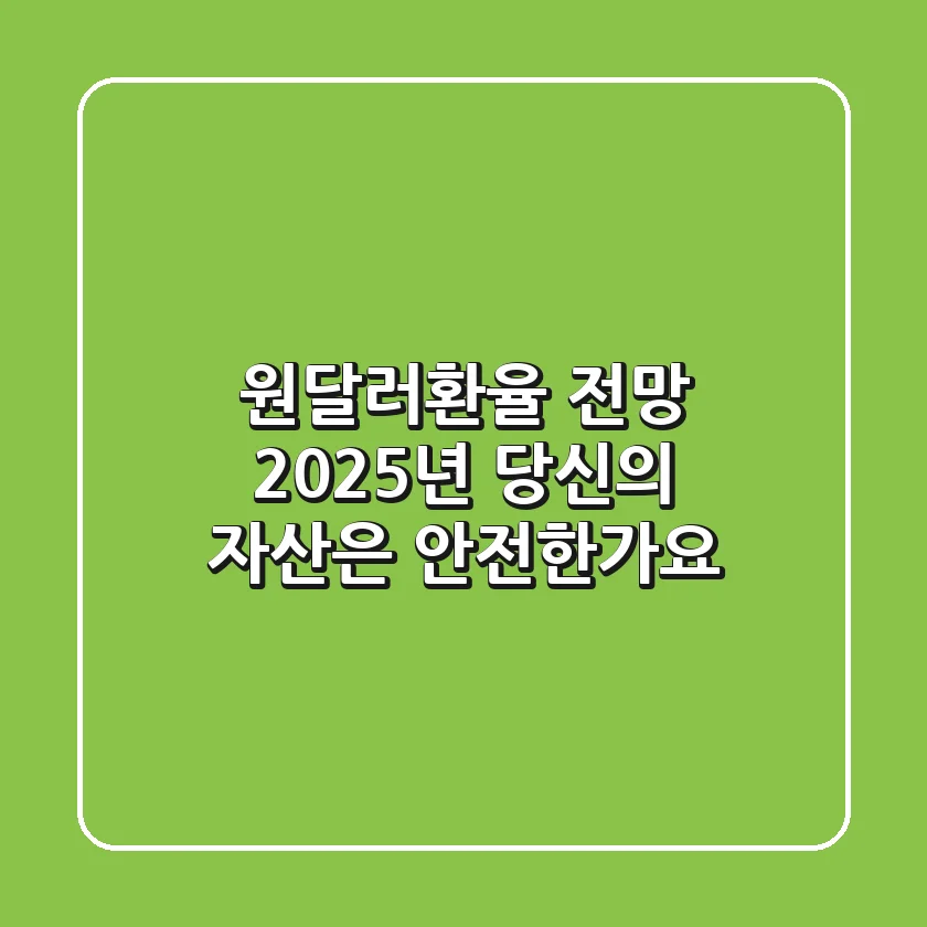 원달러환율 전망, 2025년 당신의 자산은 안전한가요?