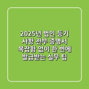 2025년 법인 등기 사항 전부 증명서, 복잡함 없이 한 번에 발급받는 실무 팁