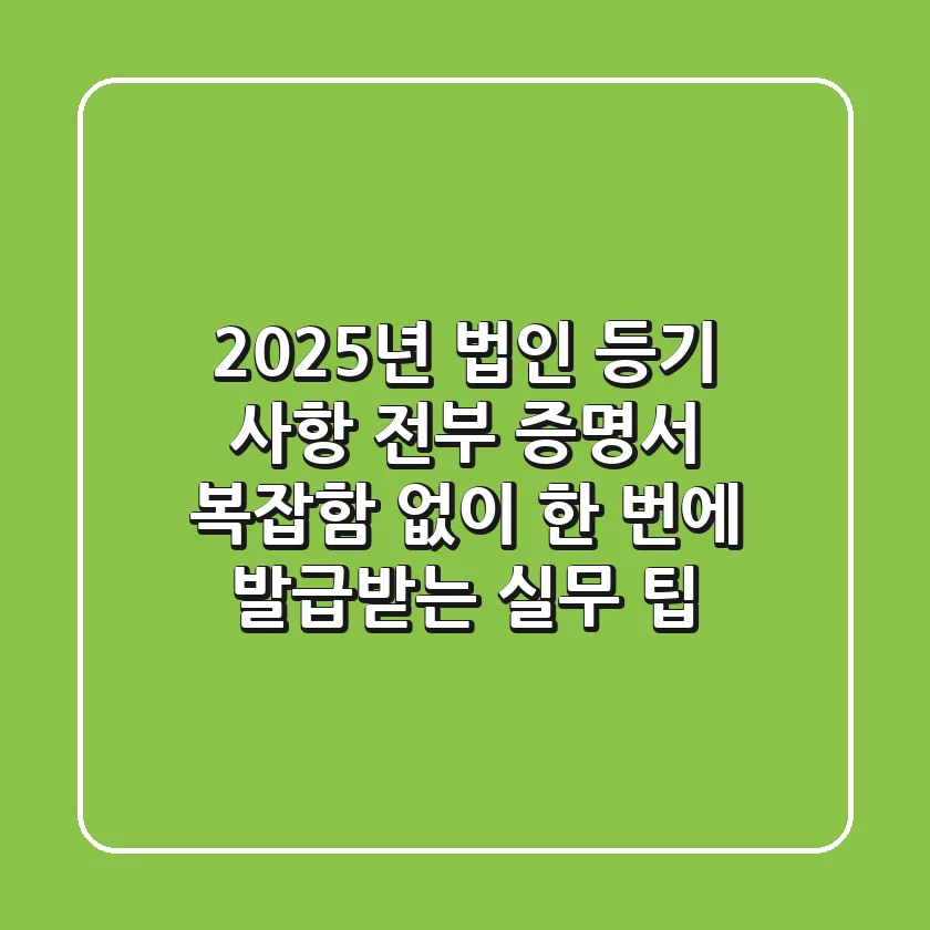 2025년 법인 등기 사항 전부 증명서, 복잡함 없이 한 번에 발급받는 실무 팁