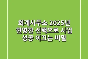 회계사무소, 2025년 현명한 선택으로 사업 성공 이끄는 비밀