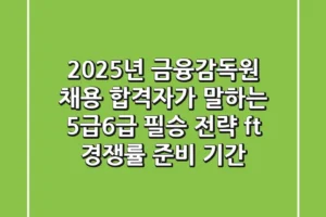 2025년 금융감독원 채용: 합격자가 말하는 5급/6급 필승 전략 (ft. 경쟁률, 준비 기간)
