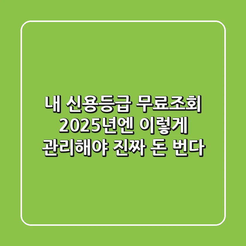 내 신용등급 무료조회, 2025년엔 이렇게 관리해야 진짜 돈 번다!