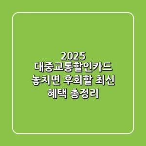 2025 대중교통할인카드, 놓치면 후회할 최신 혜택 총정리!