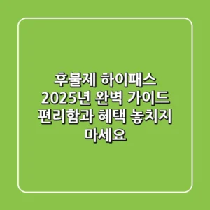 후불제 하이패스, 2025년 완벽 가이드: 편리함과 혜택, 놓치지 마세요!