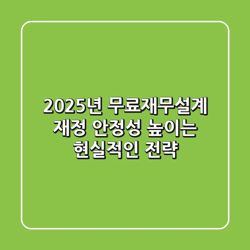 2025년 무료재무설계, 재정 안정성 높이는 현실적인 전략