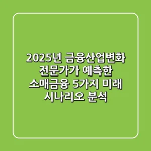 "2025년 금융산업변화, 전문가가 예측한 소매금융 5가지 미래 시나리오 분석"