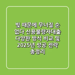 "빚 때문에 무너질 순 없다", 신용불량자대출 다양한 방식 비교 및 2025년 성공 전략 총정리