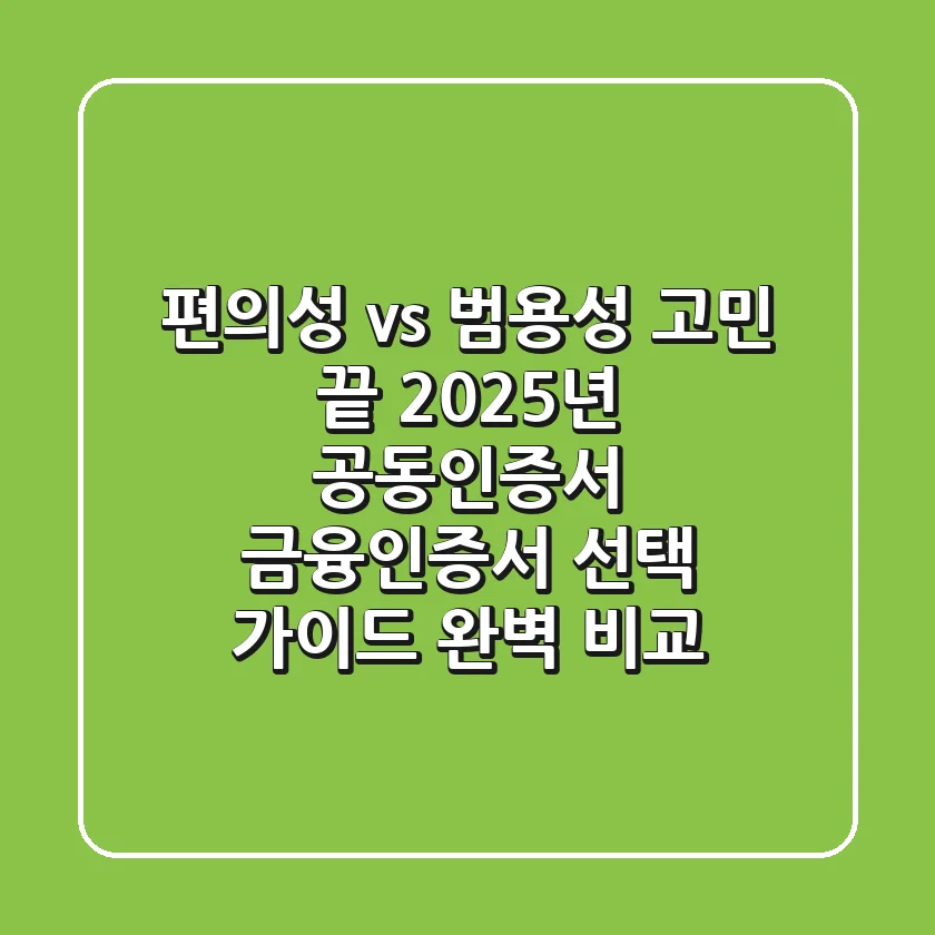 "편의성 vs 범용성 고민 끝", 2025년 공동인증서 금융인증서 선택 가이드 완벽 비교