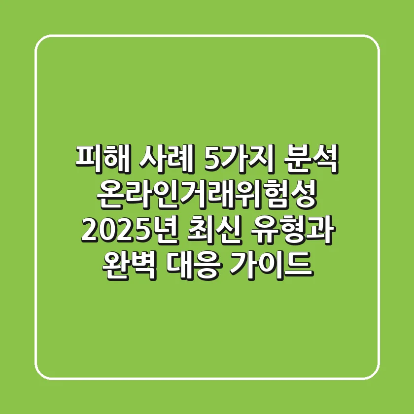 "피해 사례 5가지 분석", 온라인거래위험성 2025년 최신 유형과 완벽 대응 가이드