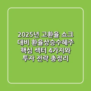 "2025년 고환율 쇼크 대비", 환율상승수혜주 핵심 섹터 4가지와 투자 전략 총정리