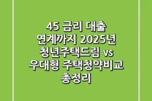 “4.5% 금리, 대출 연계까지”, 2025년 청년주택드림 vs 우대형 주택청약비교 총정리