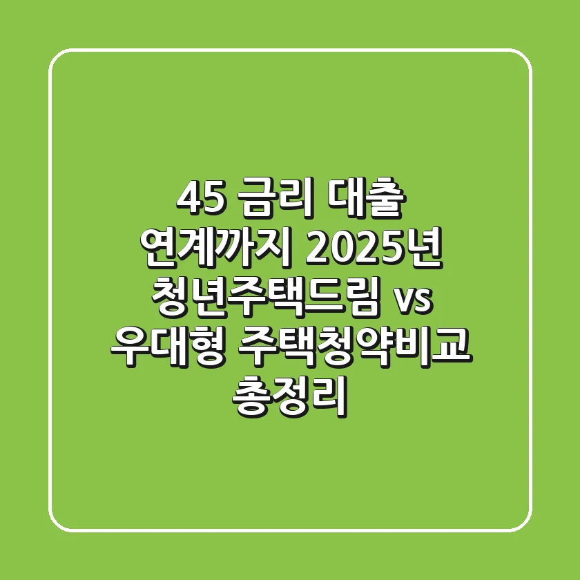 "4.5% 금리, 대출 연계까지", 2025년 청년주택드림 vs 우대형 주택청약비교 총정리