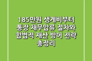 “185만원 생계비부터”, 통장 채무압류 절차와 합법적 재산 방어 전략 총정리
