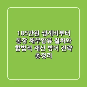 "185만원 생계비부터", 통장 채무압류 절차와 합법적 재산 방어 전략 총정리
