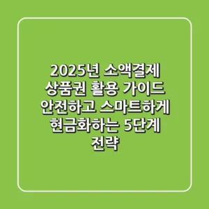 2025년 소액결제 상품권 활용 가이드, 안전하고 스마트하게 현금화하는 5단계 전략