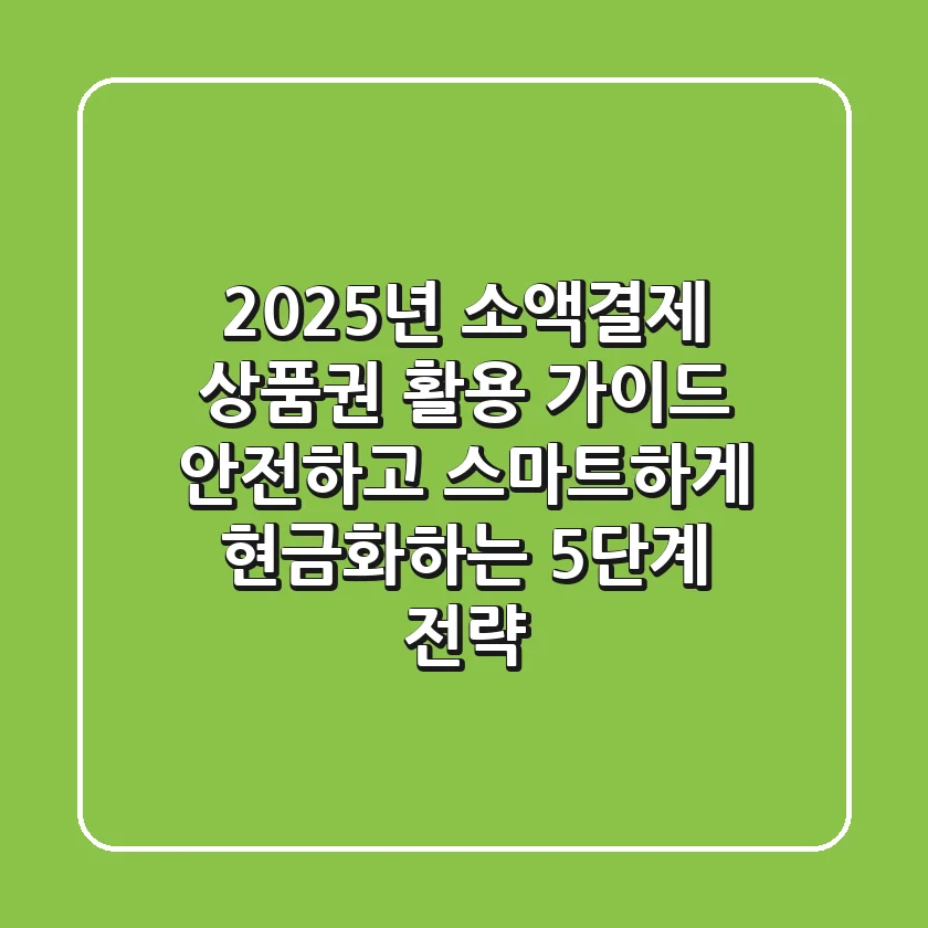 2025년 소액결제 상품권 활용 가이드, 안전하고 스마트하게 현금화하는 5단계 전략