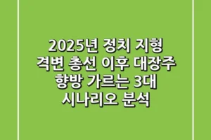 “2025년 정치 지형 격변”, 총선 이후 대장주 향방 가르는 3대 시나리오 분석