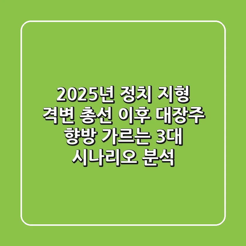 "2025년 정치 지형 격변", 총선 이후 대장주 향방 가르는 3대 시나리오 분석