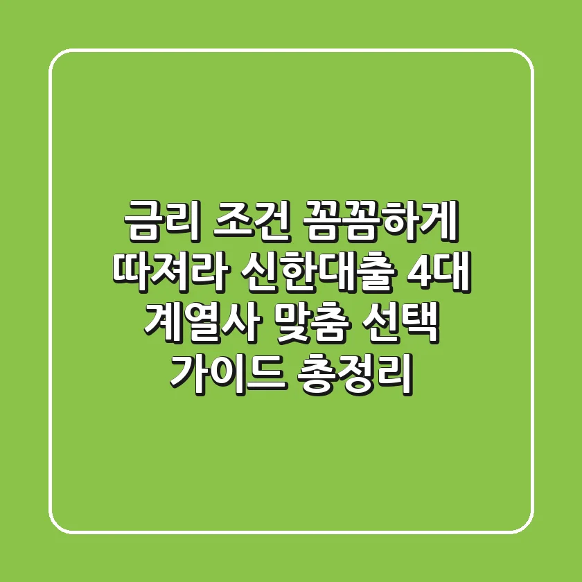 "금리 조건 꼼꼼하게 따져라", 신한대출 4대 계열사 맞춤 선택 가이드 총정리