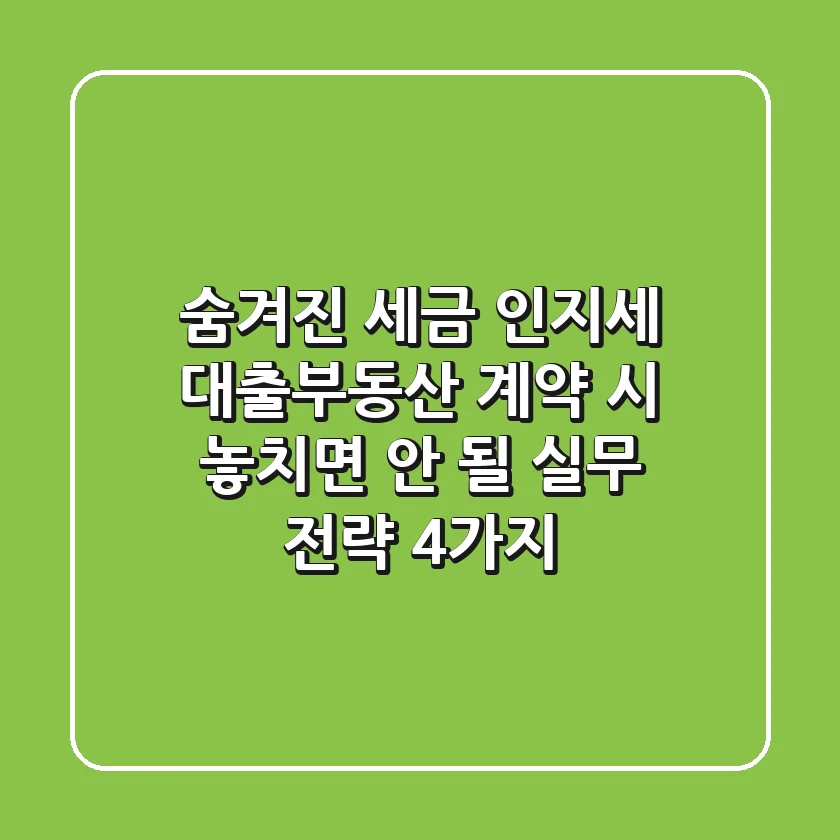 "숨겨진 세금 인지세", 대출·부동산 계약 시 놓치면 안 될 실무 전략 4가지