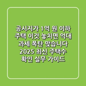 "공시지가 1억 원 이하 주택, '이것' 놓치면 억대 과세 폭탄 맞습니다: 2025 최신 주택수 확인 실무 가이드"