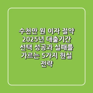 "수천만 원 이자 절약", 2025년 대출기간 선택, 성공과 실패를 가르는 5가지 현실 전략