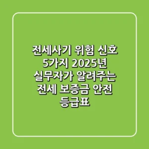 "전세사기 위험 신호 5가지", 2025년 실무자가 알려주는 전세 보증금 안전 등급표