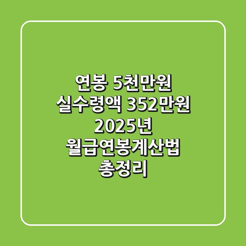 "연봉 5천만원 실수령액 352만원", 2025년 월급연봉계산법 총정리