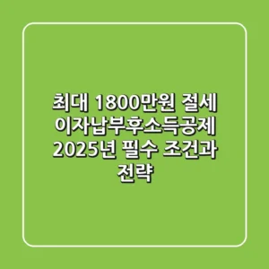 "최대 1,800만원 절세?", 이자납부후소득공제 2025년 필수 조건과 전략