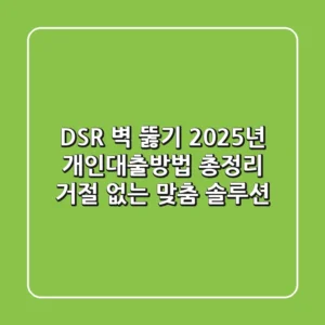 "DSR 벽 뚫기", 2025년 개인대출방법 총정리: 거절 없는 맞춤 솔루션