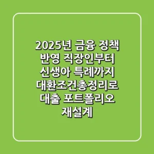 "2025년 금융 정책 반영", 직장인부터 신생아 특례까지 대환조건총정리로 대출 포트폴리오 재설계