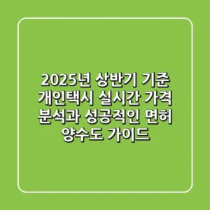 "2025년 상반기 기준", 개인택시 실시간 가격 분석과 성공적인 면허 양수도 가이드