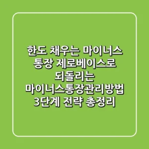 "한도 채우는 마이너스 통장", 제로베이스로 되돌리는 마이너스통장관리방법 3단계 전략 총정리