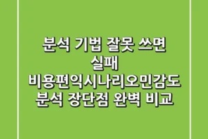 “분석 기법 잘못 쓰면 실패”, 비용편익·시나리오·민감도 분석 장단점 완벽 비교