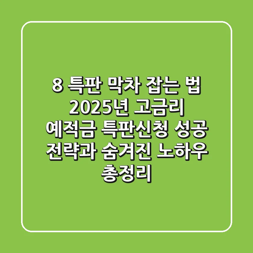 "8% 특판 막차 잡는 법", 2025년 고금리 예·적금 특판신청 성공 전략과 숨겨진 노하우 총정리