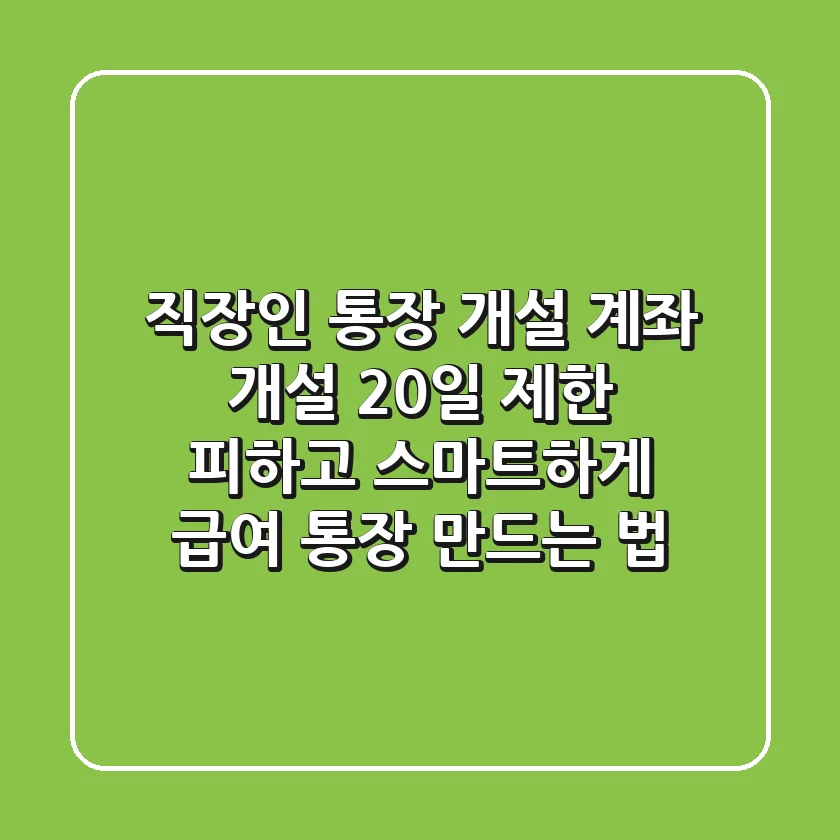 직장인 통장 개설, "계좌 개설 20일 제한" 피하고 스마트하게 급여 통장 만드는 법