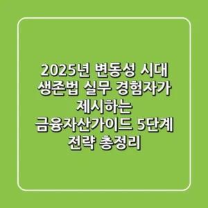 "2025년 변동성 시대 생존법", 실무 경험자가 제시하는 금융자산가이드 5단계 전략 총정리