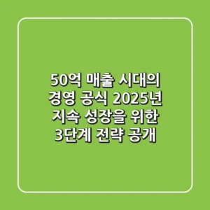 "50억 매출" 시대의 경영 공식: 2025년 지속 성장을 위한 3단계 전략 공개