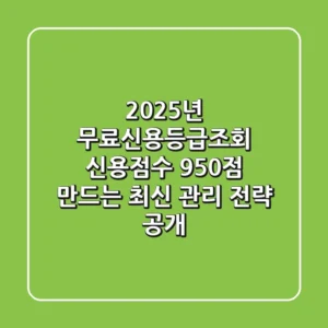 2025년 무료신용등급조회: 신용점수 950점 만드는 최신 관리 전략 공개